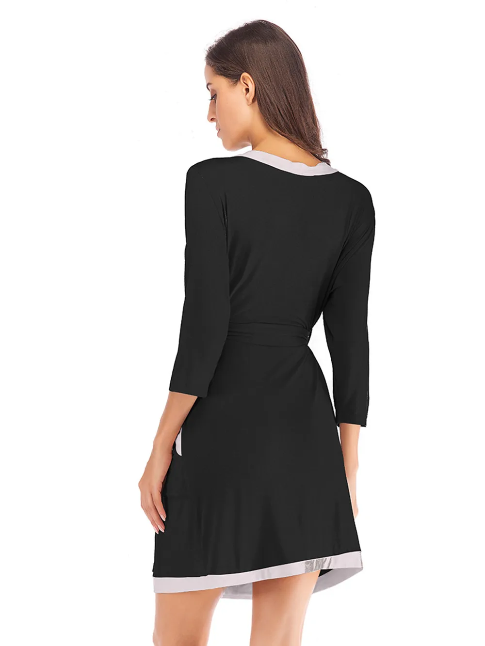 Tie Waist Surplice Neck Robe with Pockets, image 8
