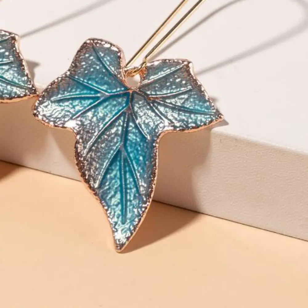 Alloy Leaf Drop Earrings, image 3