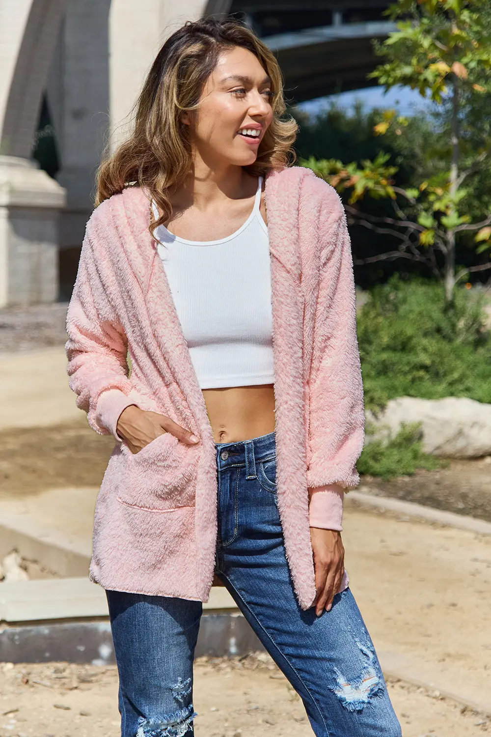 Full Size Teddy Hooded Jacket with Pockets, image 20