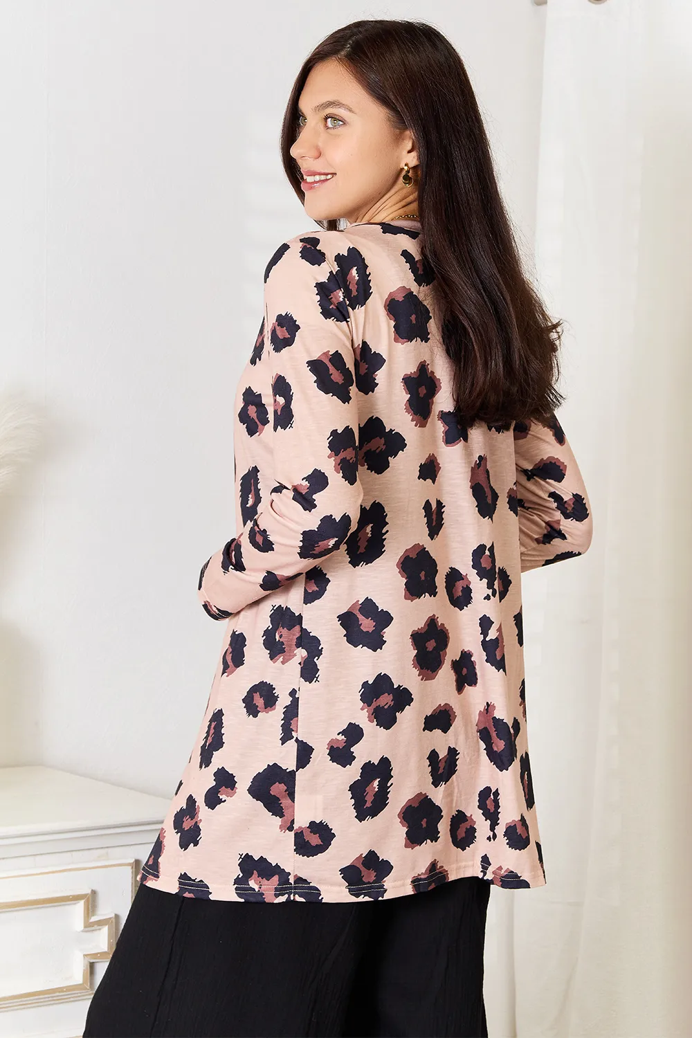 Printed Button Front Longline Cardigan, image 3
