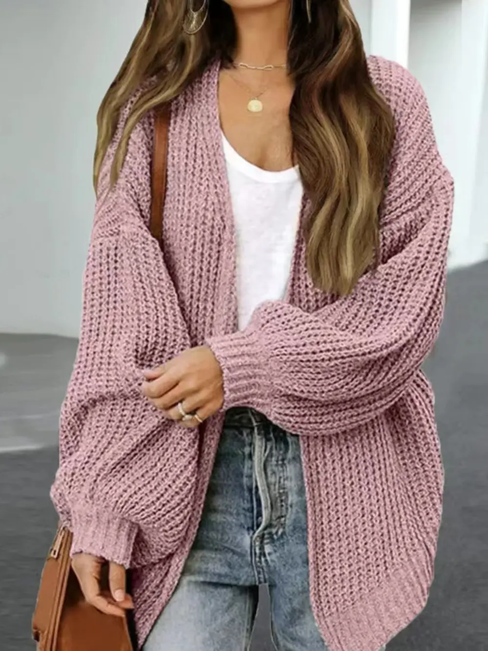 Drop Shoulder Balloon Sleeve Cardigan, image 5