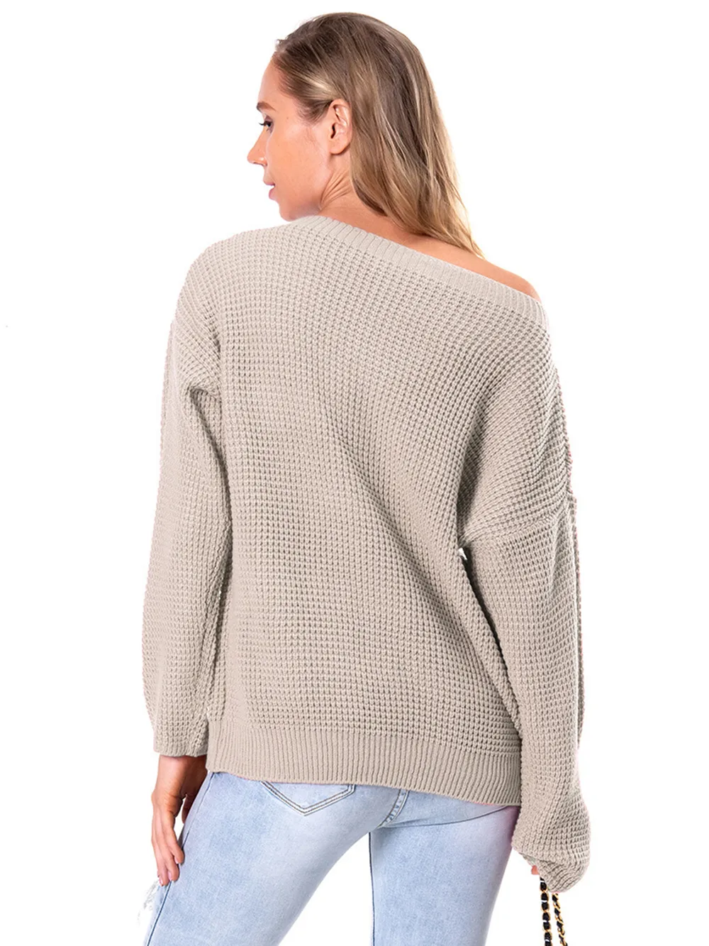 Boat Neck Drop Shoulder Long Sleeve Sweater, image 8