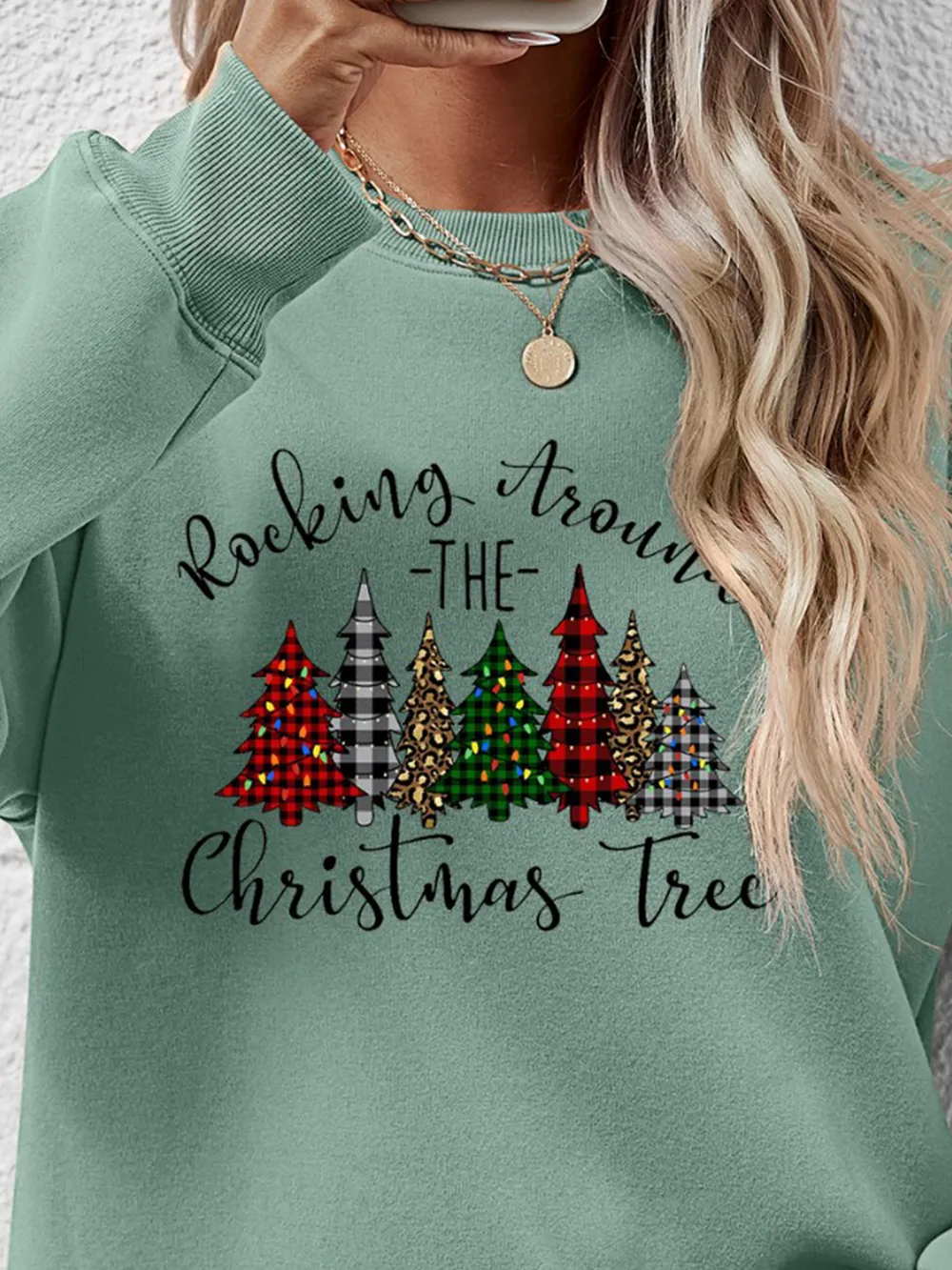 Christmas Tree Graphic Round Neck Sweatshirt, image 18