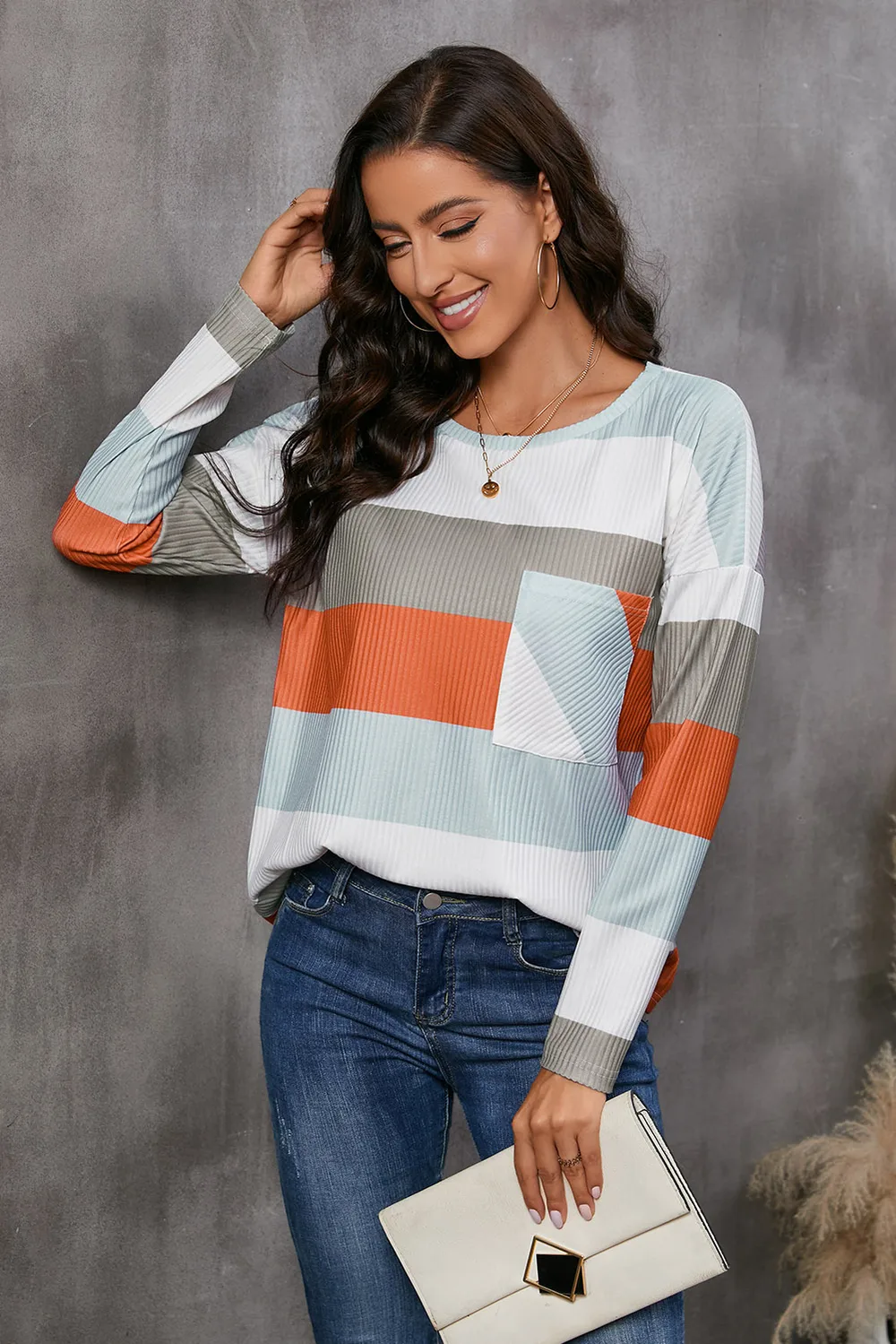 Wide Stripe Top with Pocket, image 5