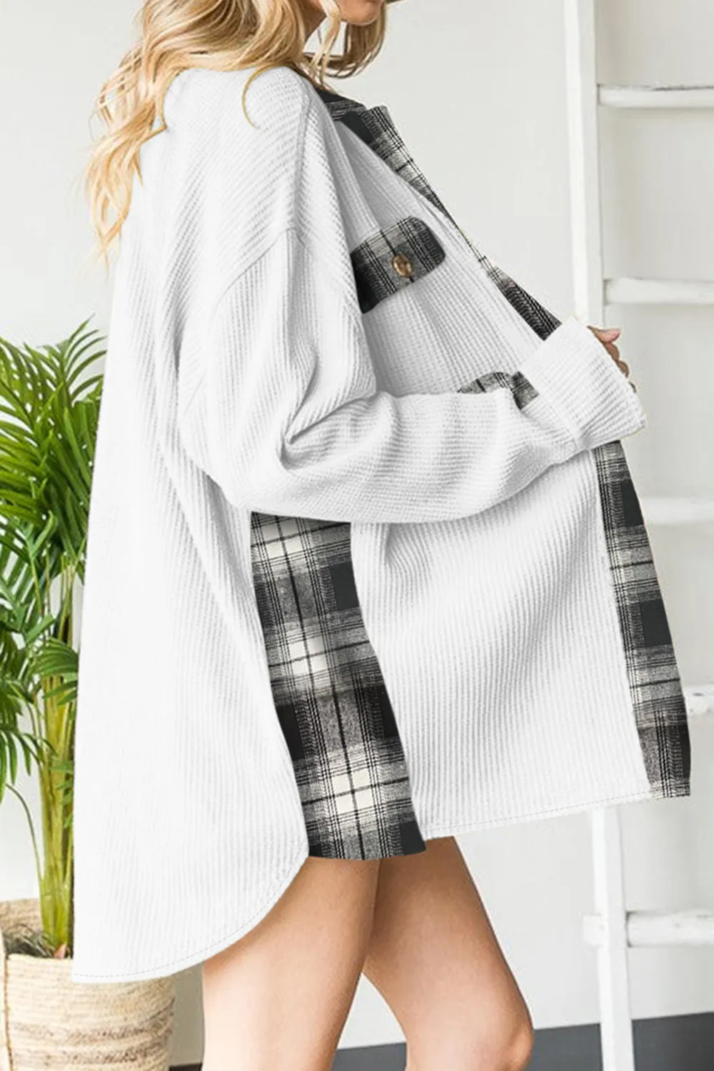 Plaid Button Down Collared Jacket, image 19