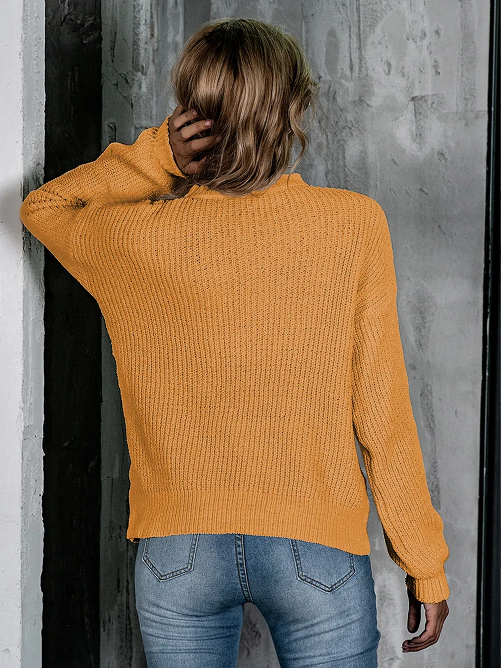 Openwork Mock Neck Long Sleeve Sweater, image 8