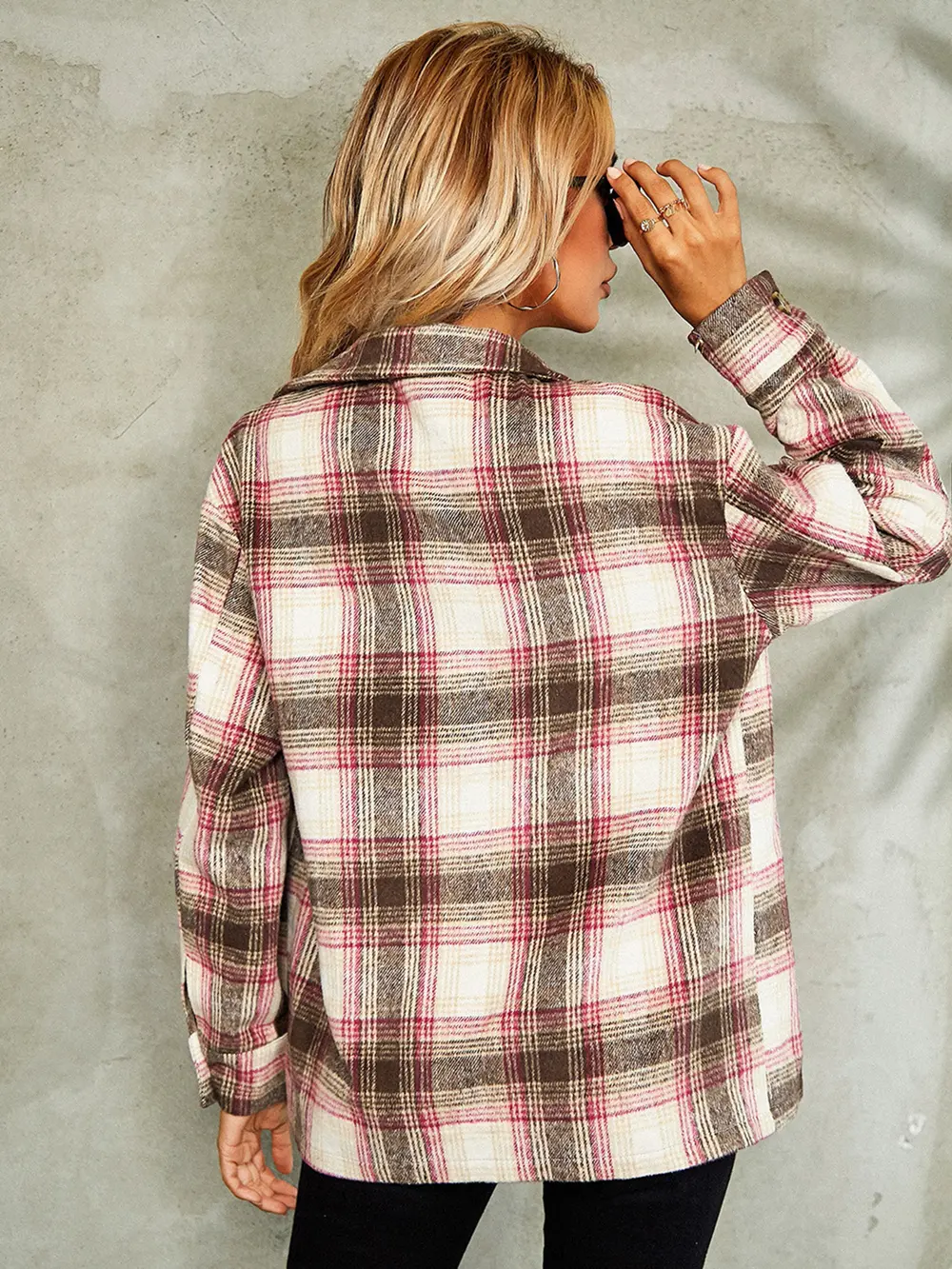 Plaid Button Down Collared Jacket, image 9