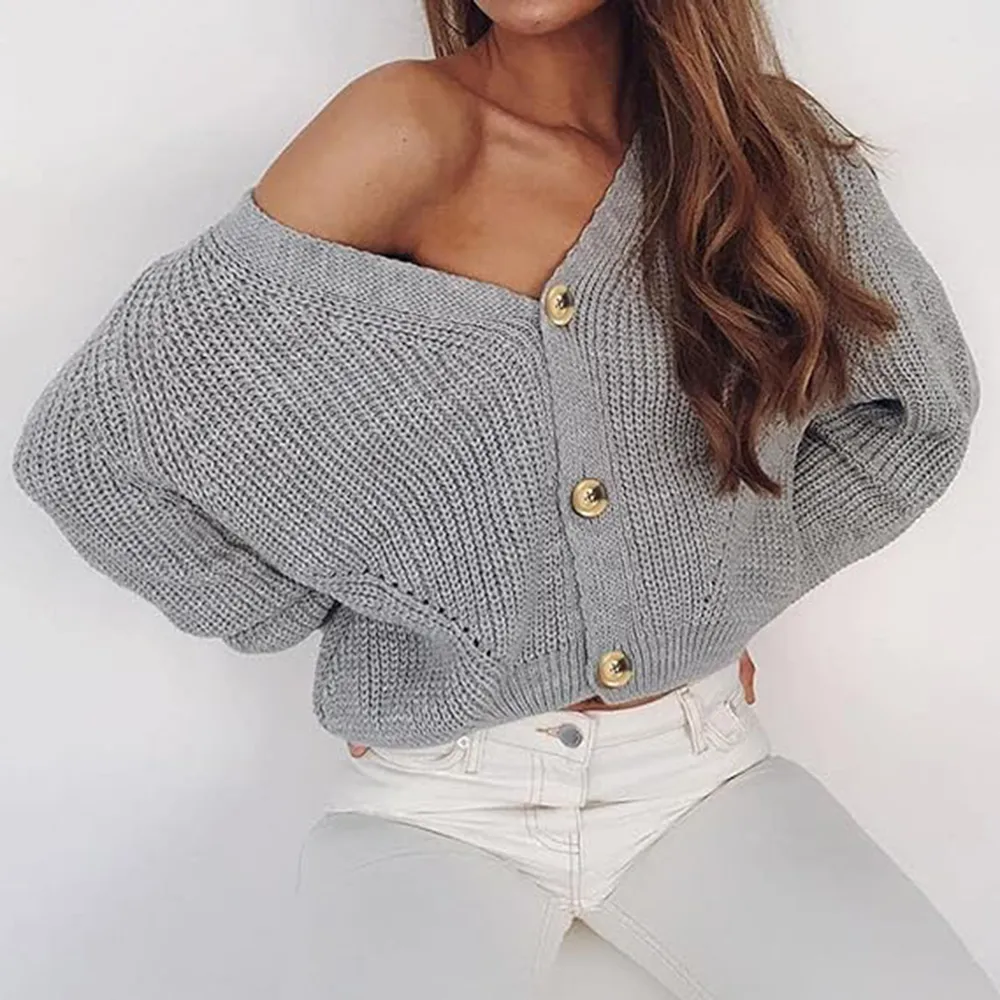 Button Up V-Neck Long Sleeve Cardigan, image 5