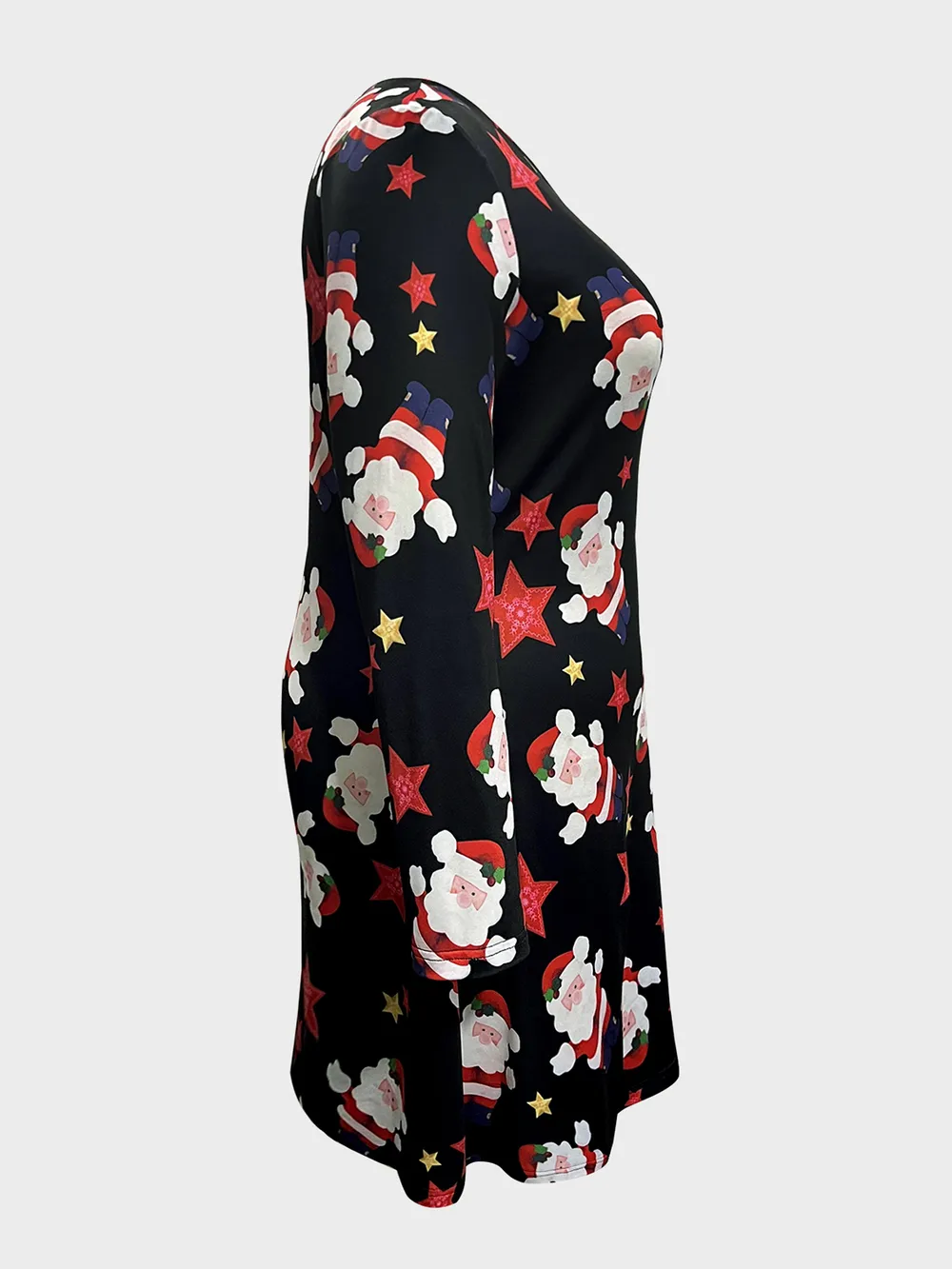 Plus Size Santa Printed Round Neck Dress, image 3