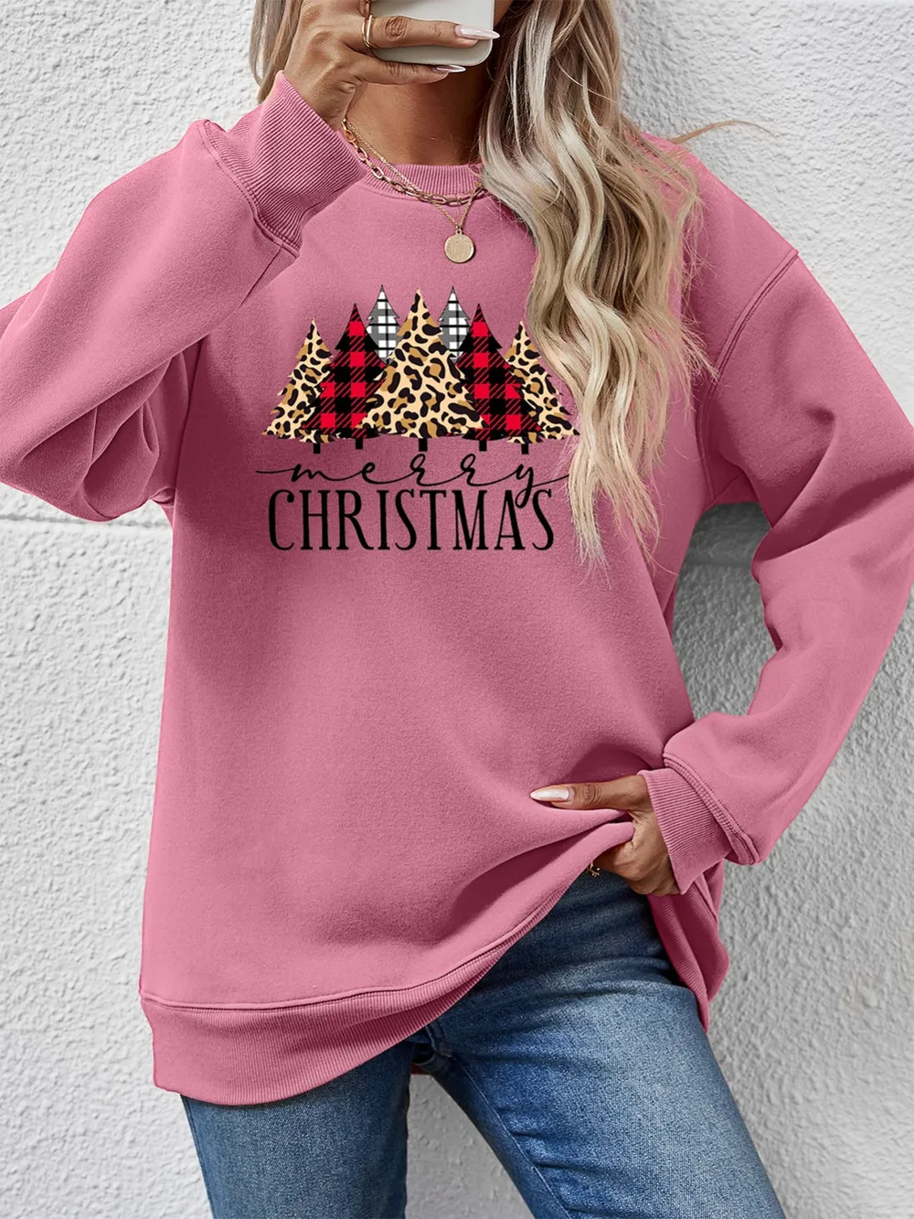 MERRY CHRISTMAS Round Neck Long Sleeve Sweatshirt, image 14
