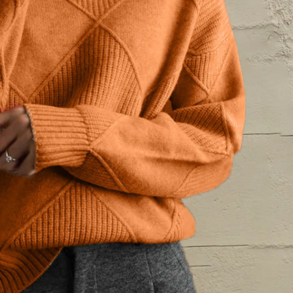 Geometric Turtleneck Long Sleeve Sweater, image 15