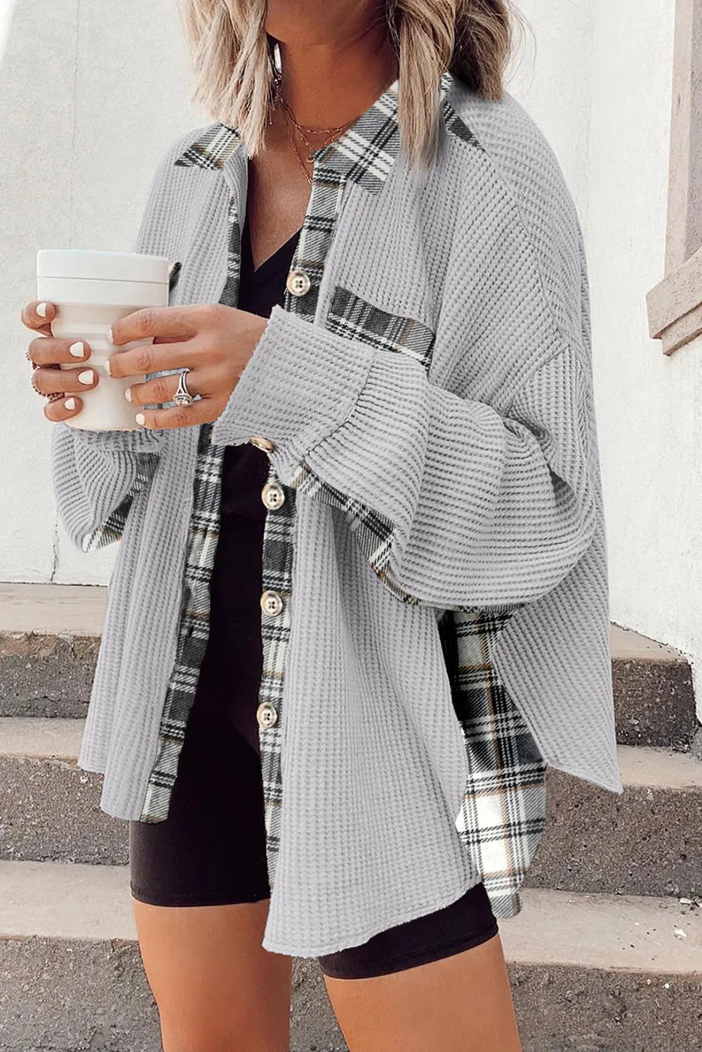 Plaid Button Down Collared Jacket, image 20