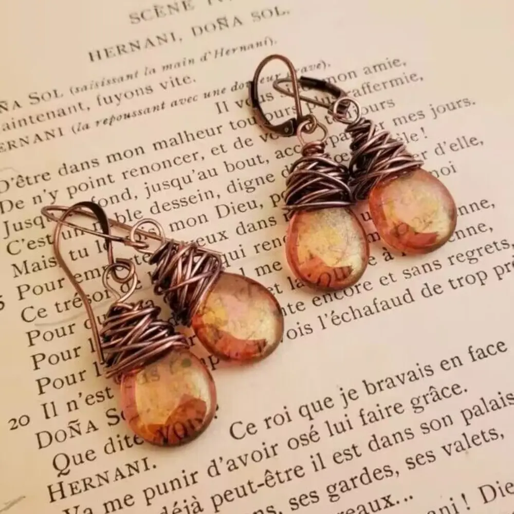 Alloy Gemstone Drop Earrings, image 3