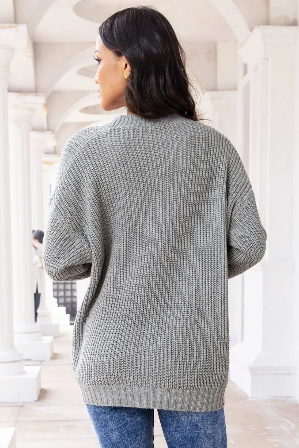 Button Up Long Sleeve Cardigan with Pockets, image 4