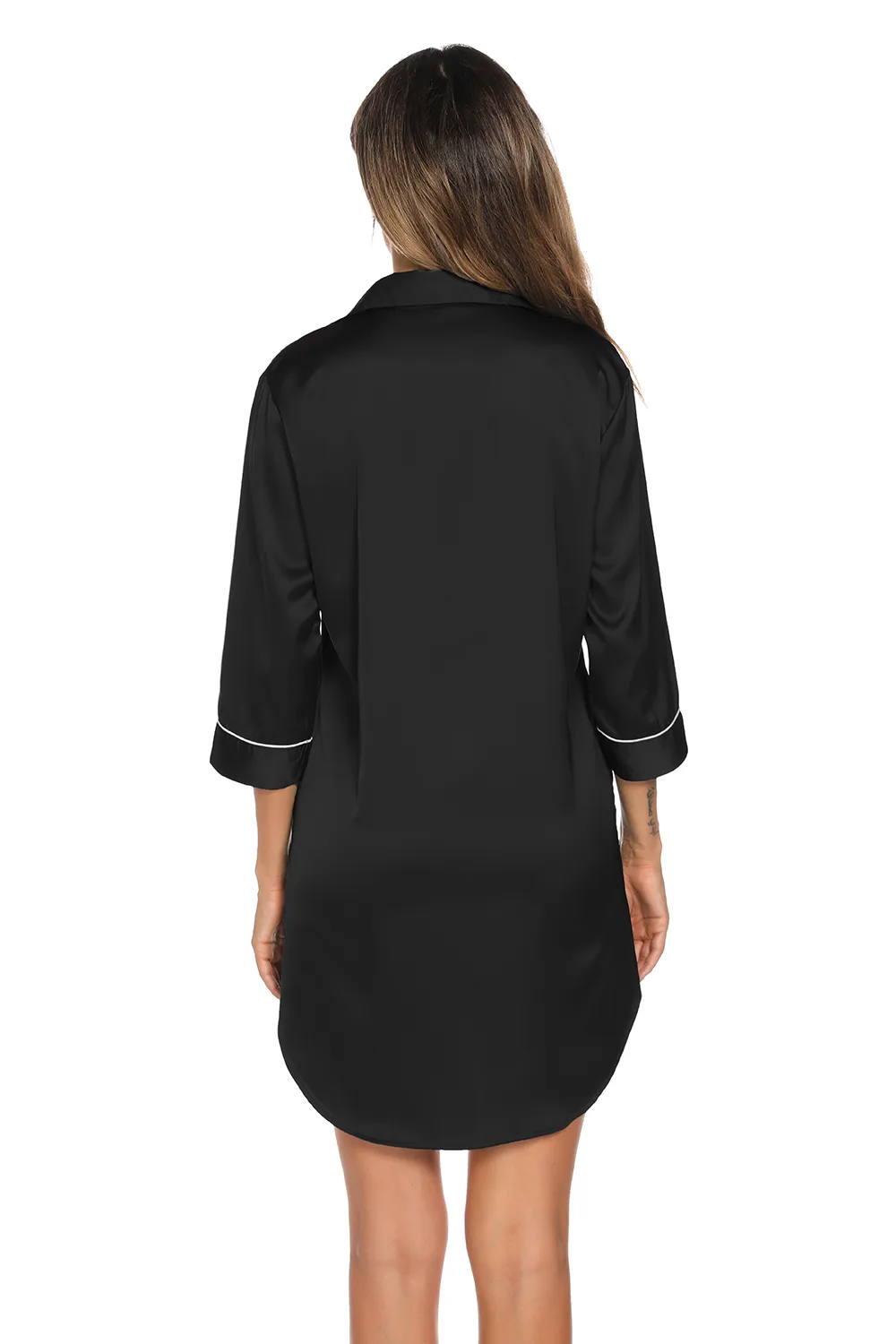 Button Up Collared Neck Night Dress with Pocket, image 8