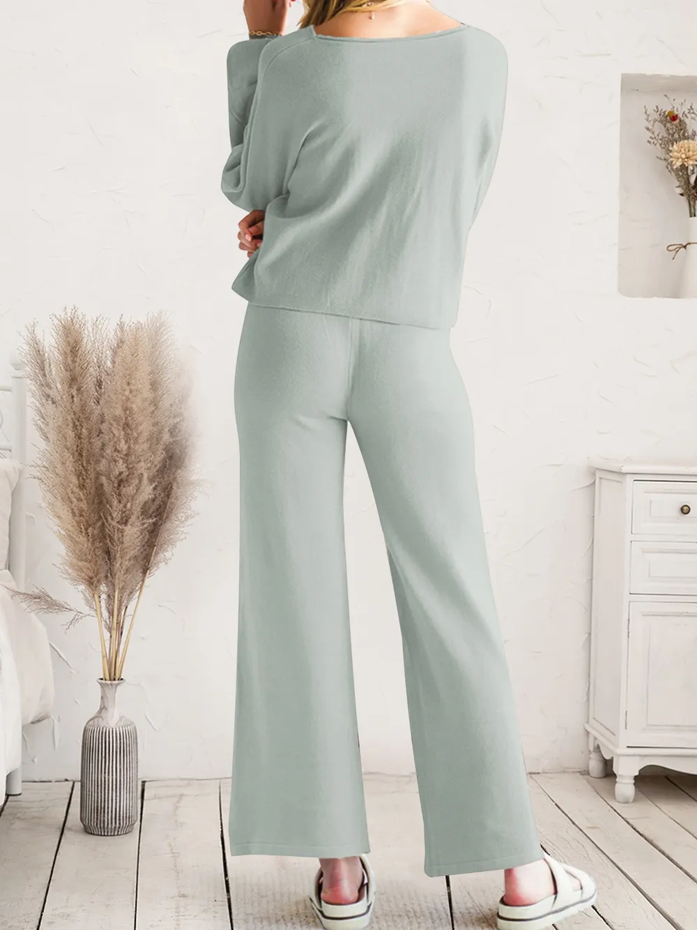 Long Sleeve Lounge Top and Drawstring Pants Set, image 12