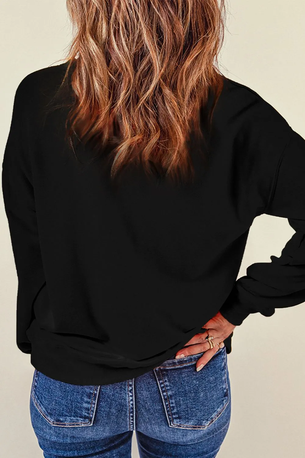 Sequin Santa Patch Round Neck Sweatshirt, image 6