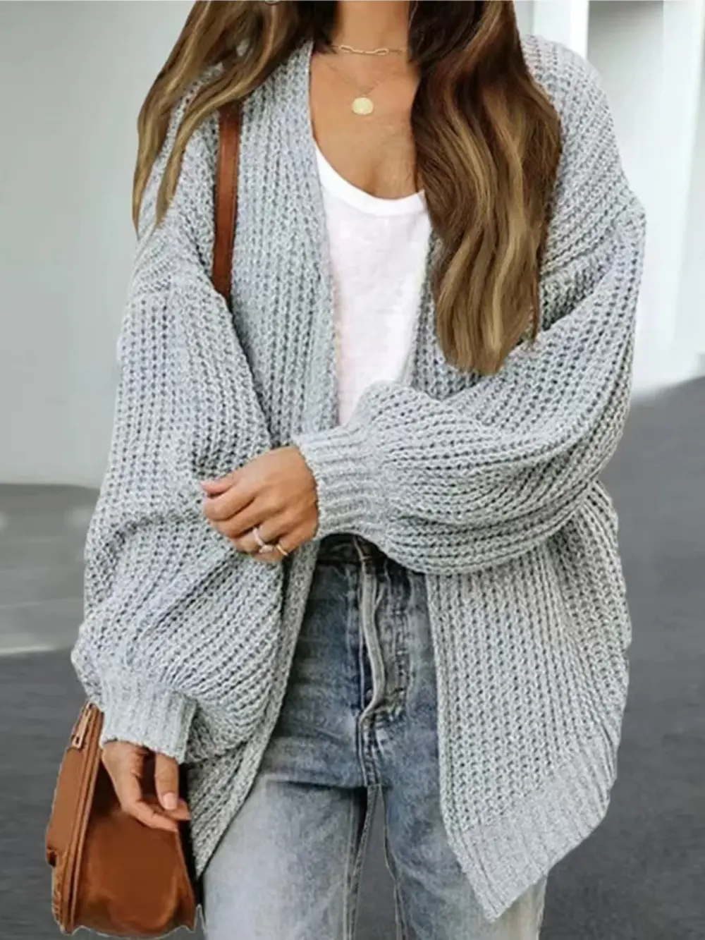 Drop Shoulder Balloon Sleeve Cardigan, image 11