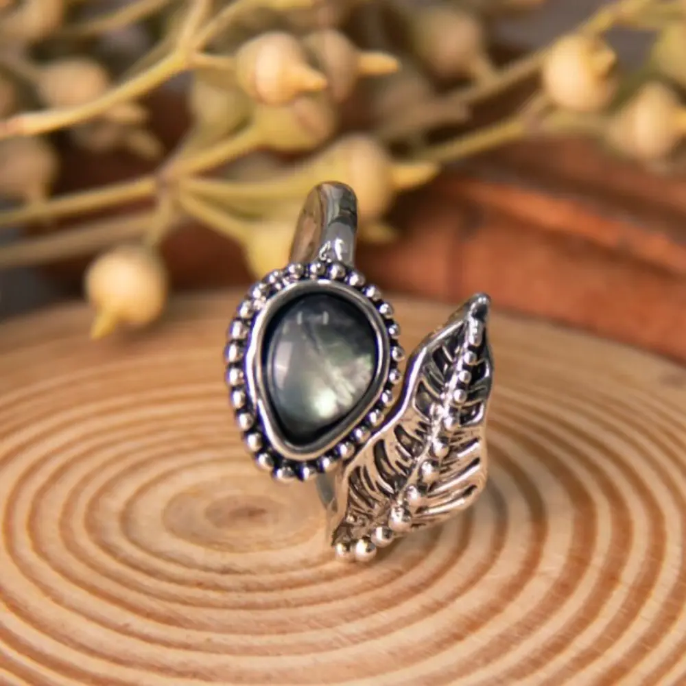 Alloy Moonstone Leaf Bypass Ring, image 3
