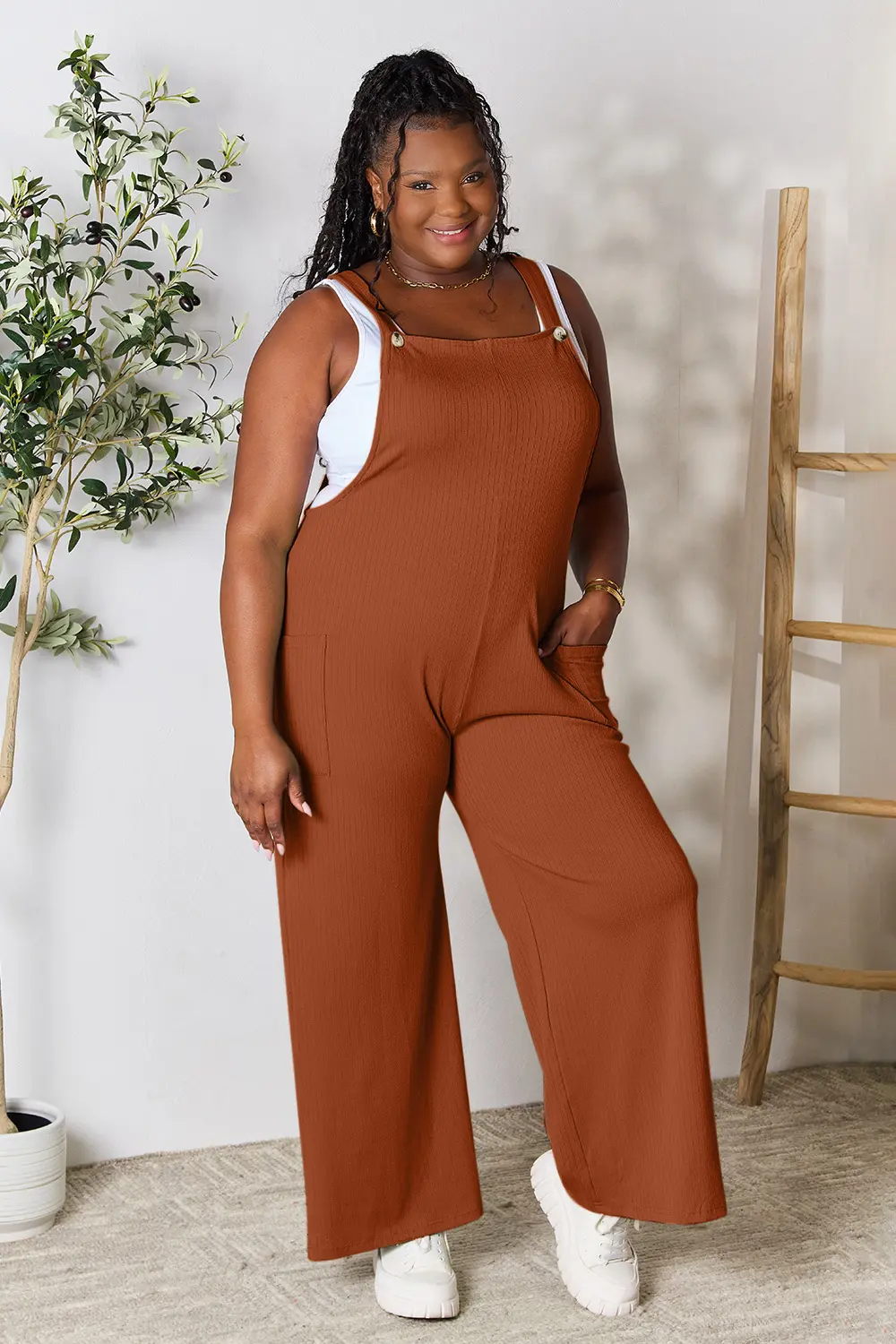 Full Size Wide Strap Overall with Pockets, image 14