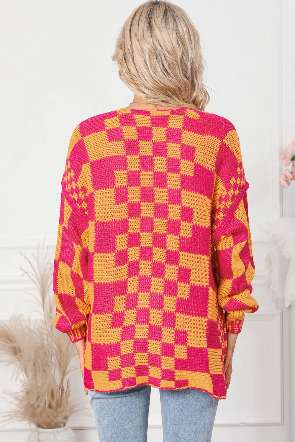 Contrast Exposed Seam Open Front Cardigan, image 3