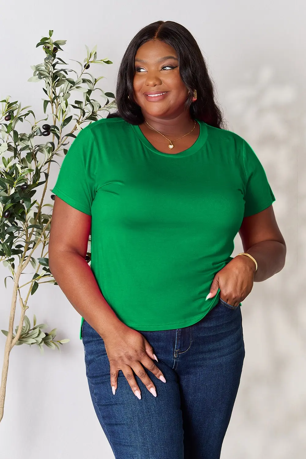 Full Size Round Neck Short Sleeve T-Shirt, image 23