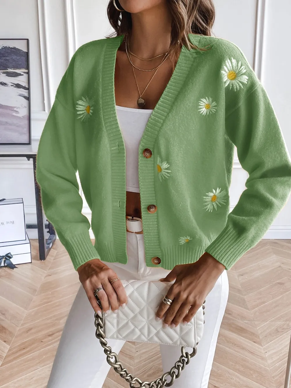 Floral Button Up Cardigan, image 11