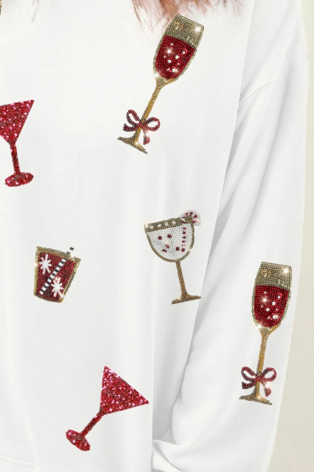 Sequin Round Neck Long Sleeve Sweatshirt, image 3