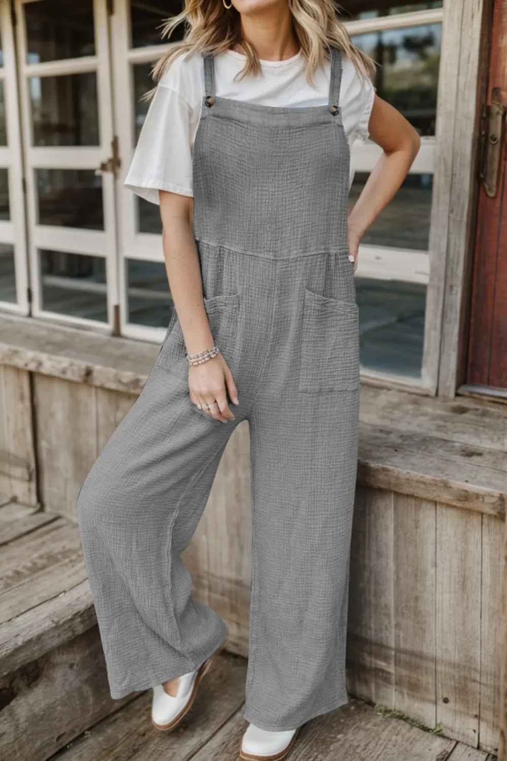 Full Size Wide Leg Front Pocket Jumpsuit, image 7