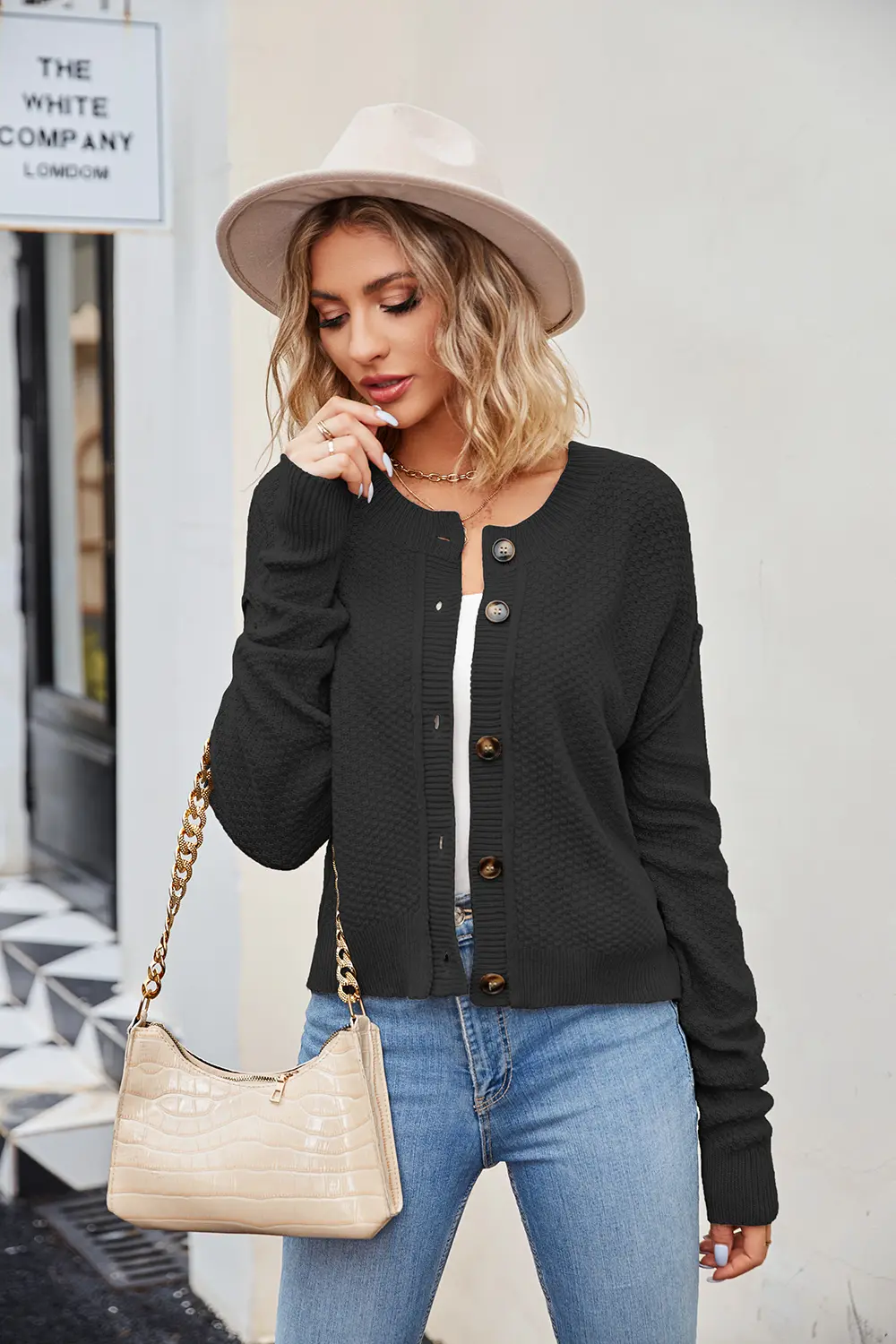 Button Down Exposed Seam Cardigan, image 7