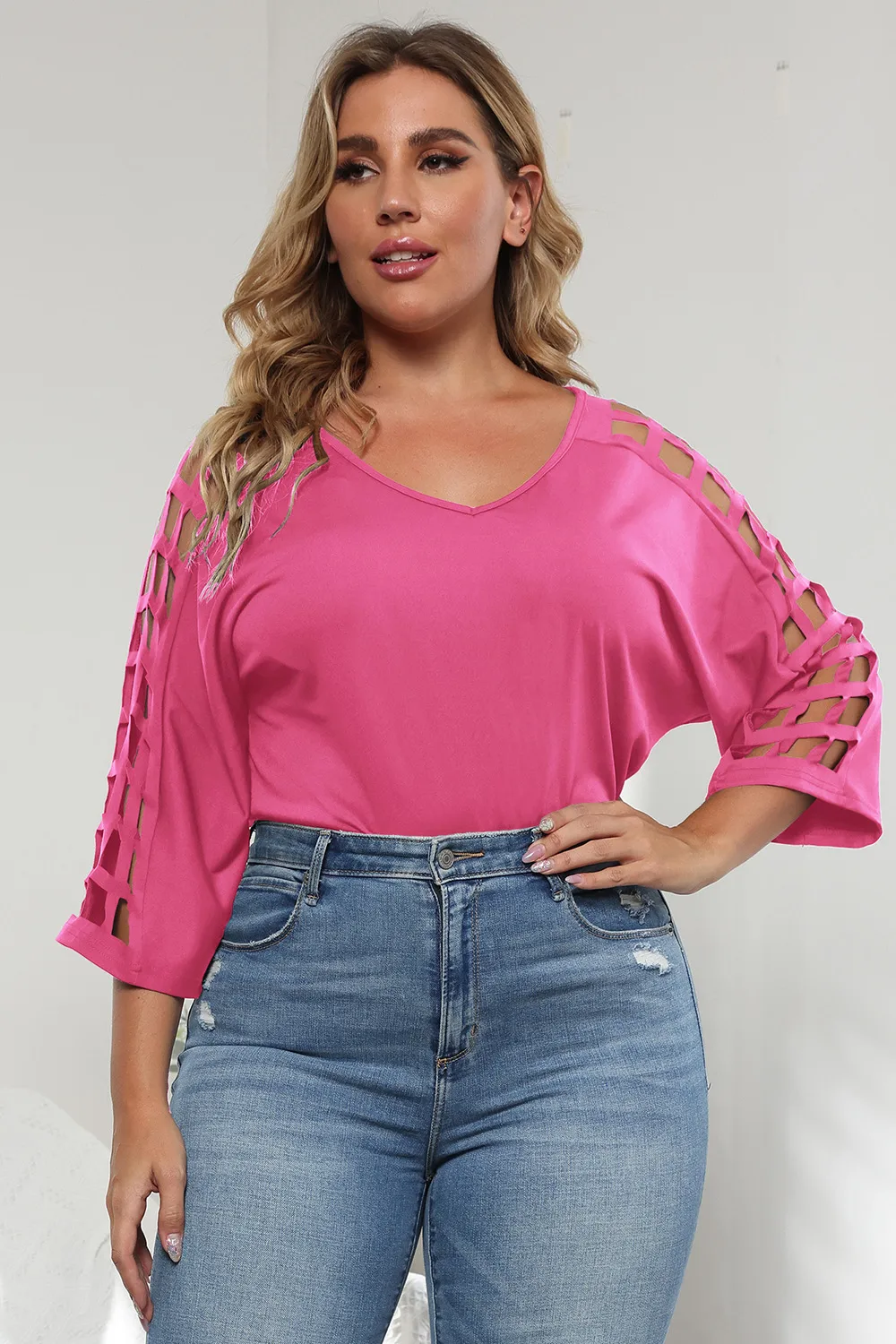 3/4 Sleeve Cutout Detail Top, image 11