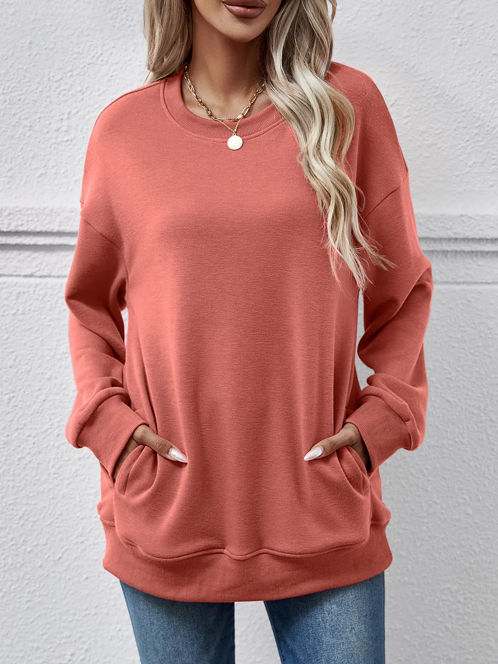Dropped Shoulder Sweatshirt with Pockets, image 22
