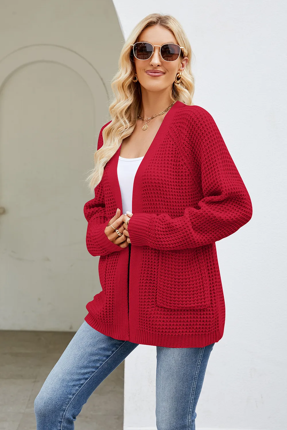 Open Front Long Sleeve Cardigan with Pockets, image 8