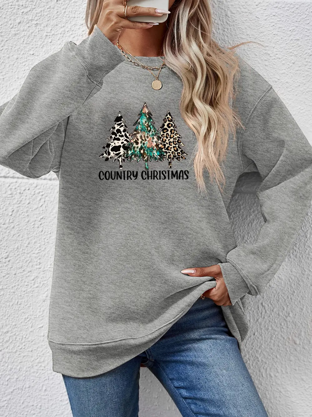 Graphic Round Neck Dropped Shoulder Sweatshirt, image 8