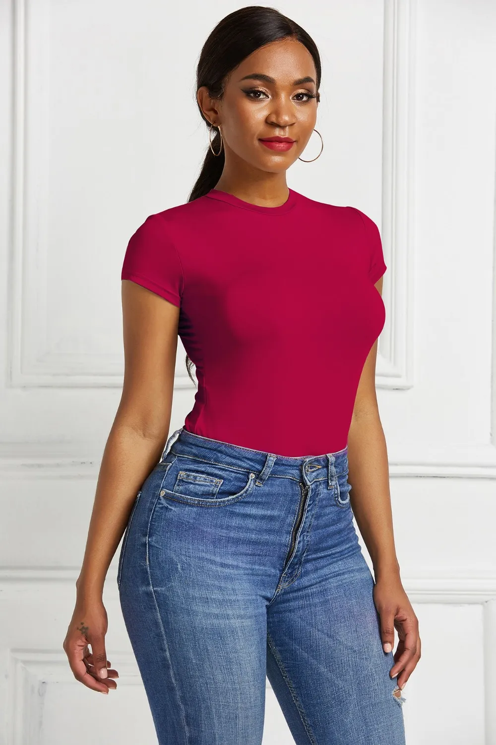 Round Neck Short Sleeve Bodysuit, image 28