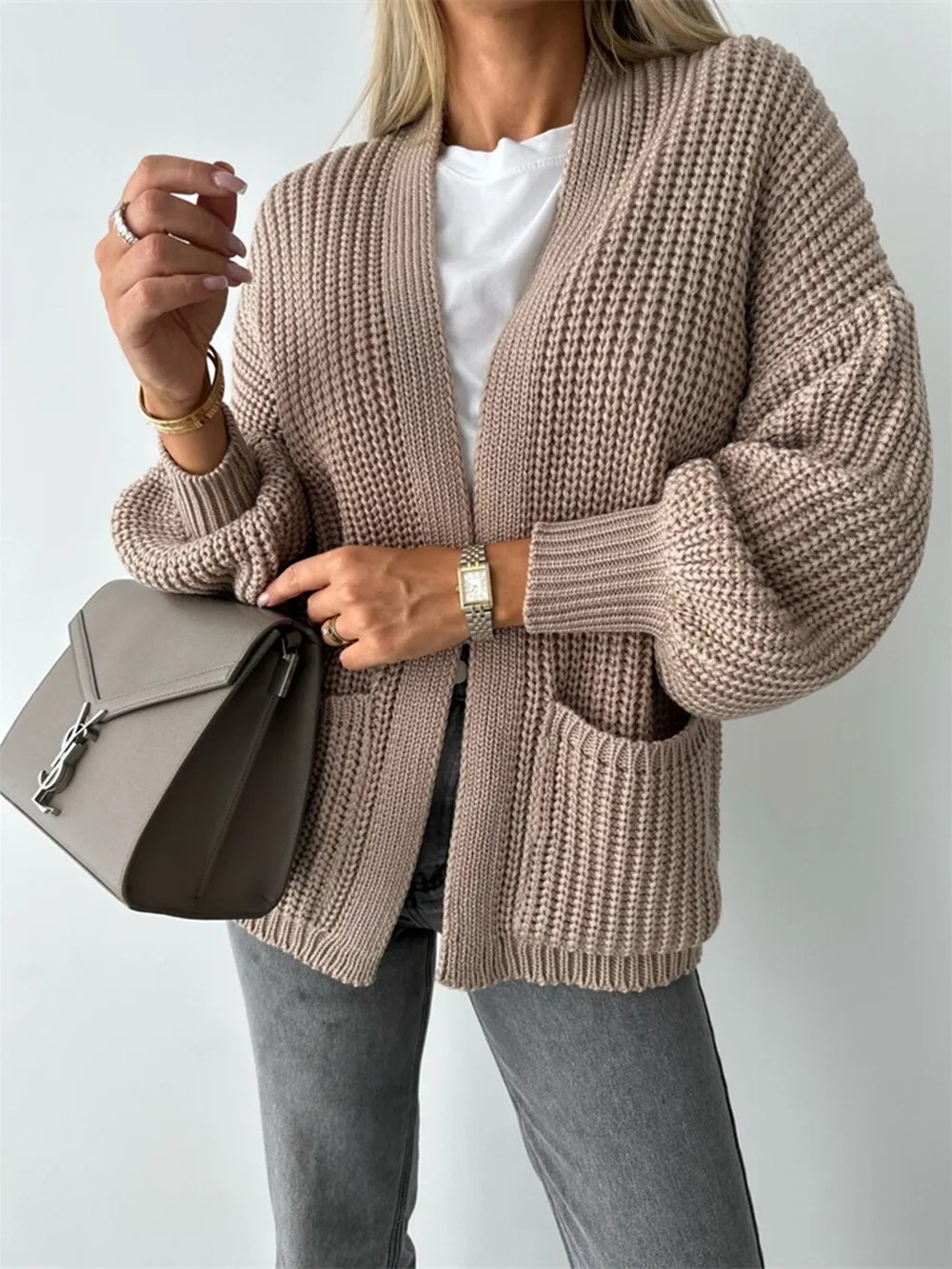 Open Front Dropped Shoulder Cardigan, image 10