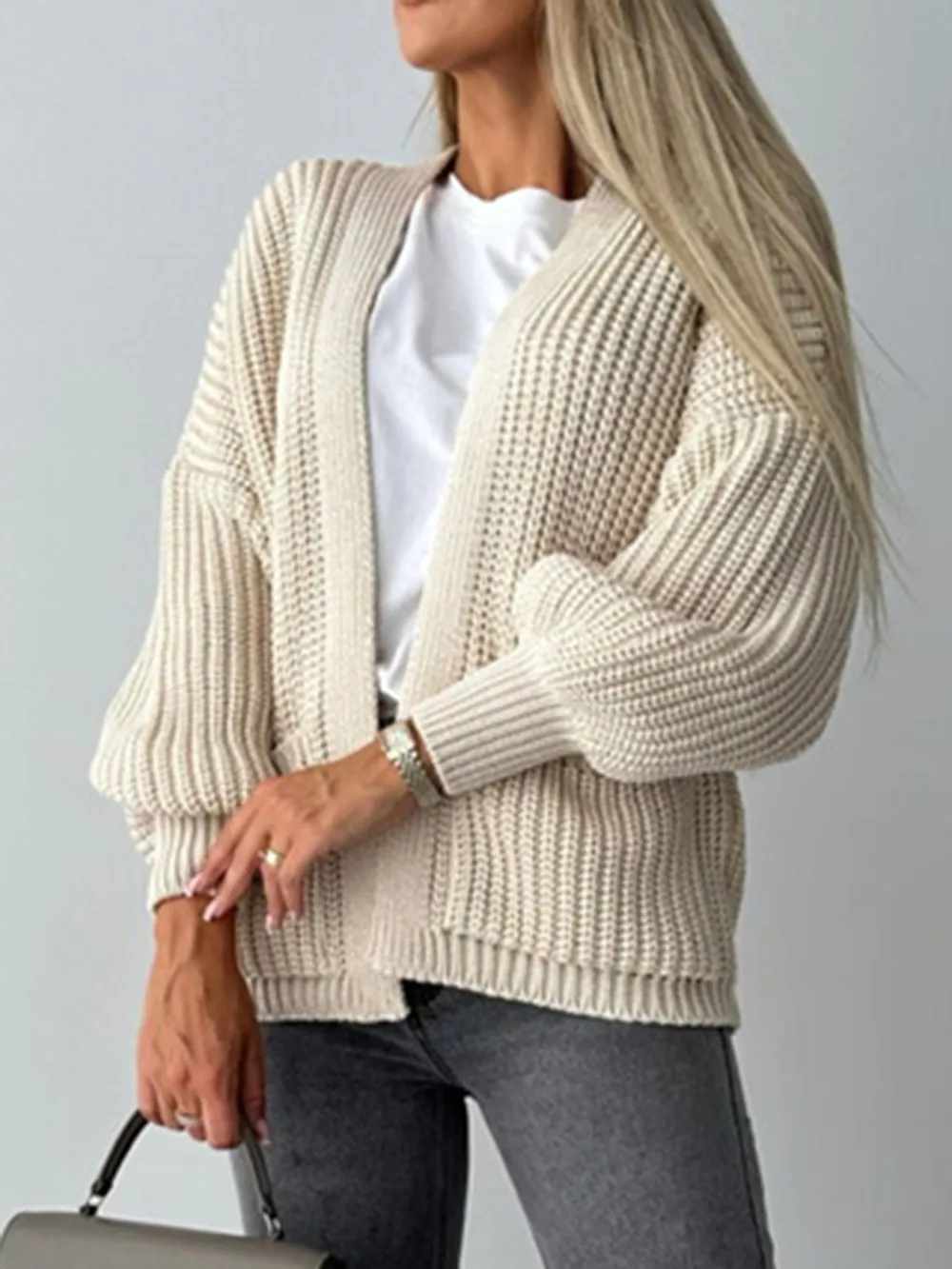 Open Front Dropped Shoulder Cardigan, image 11