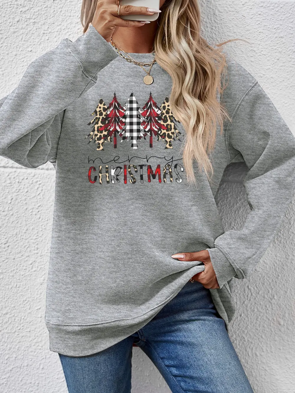 MERRY CHRISTMAS Round Neck Long Sleeve Sweatshirt, image 25