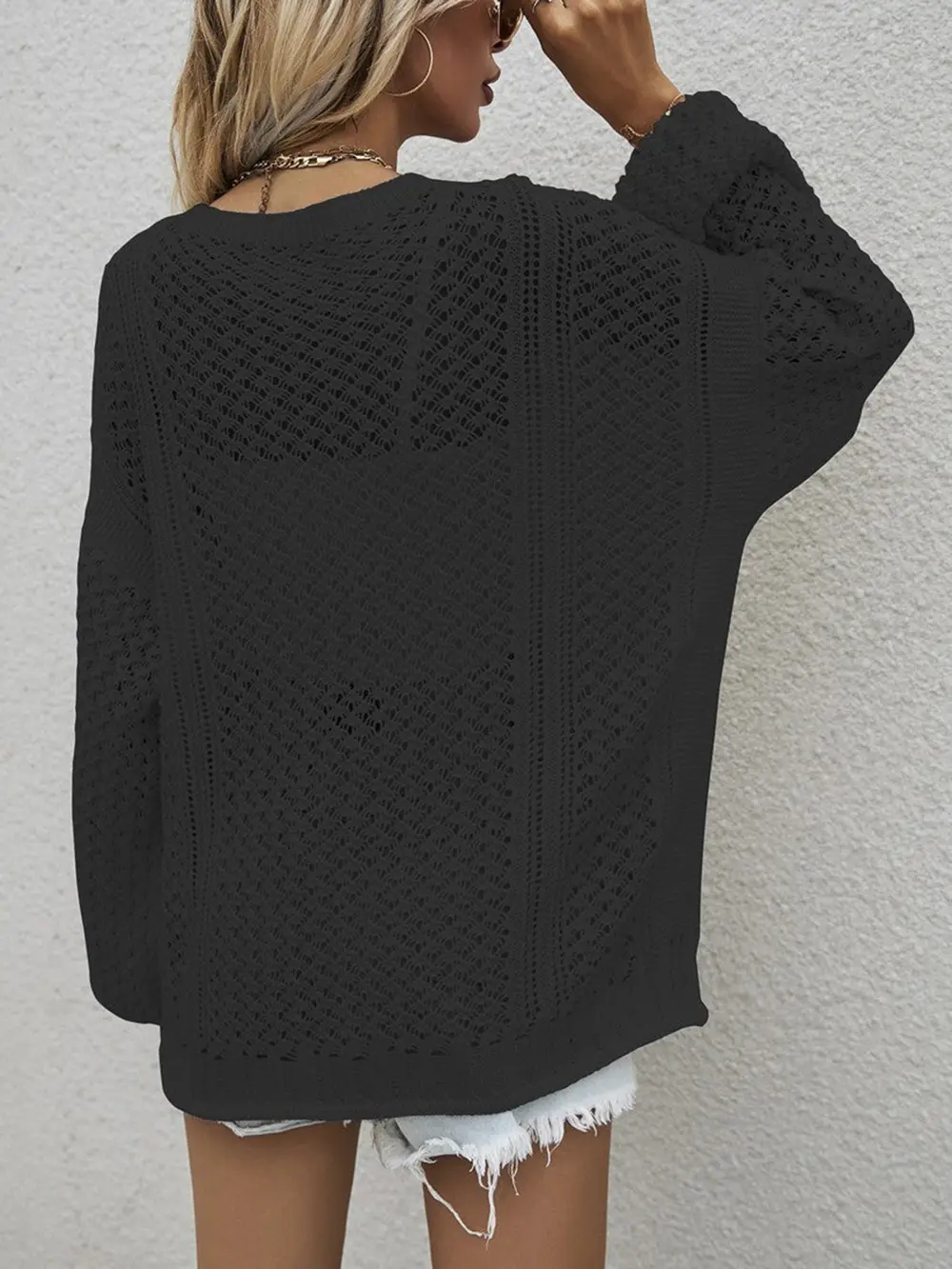 Openwork Button Front Cardigan, image 13