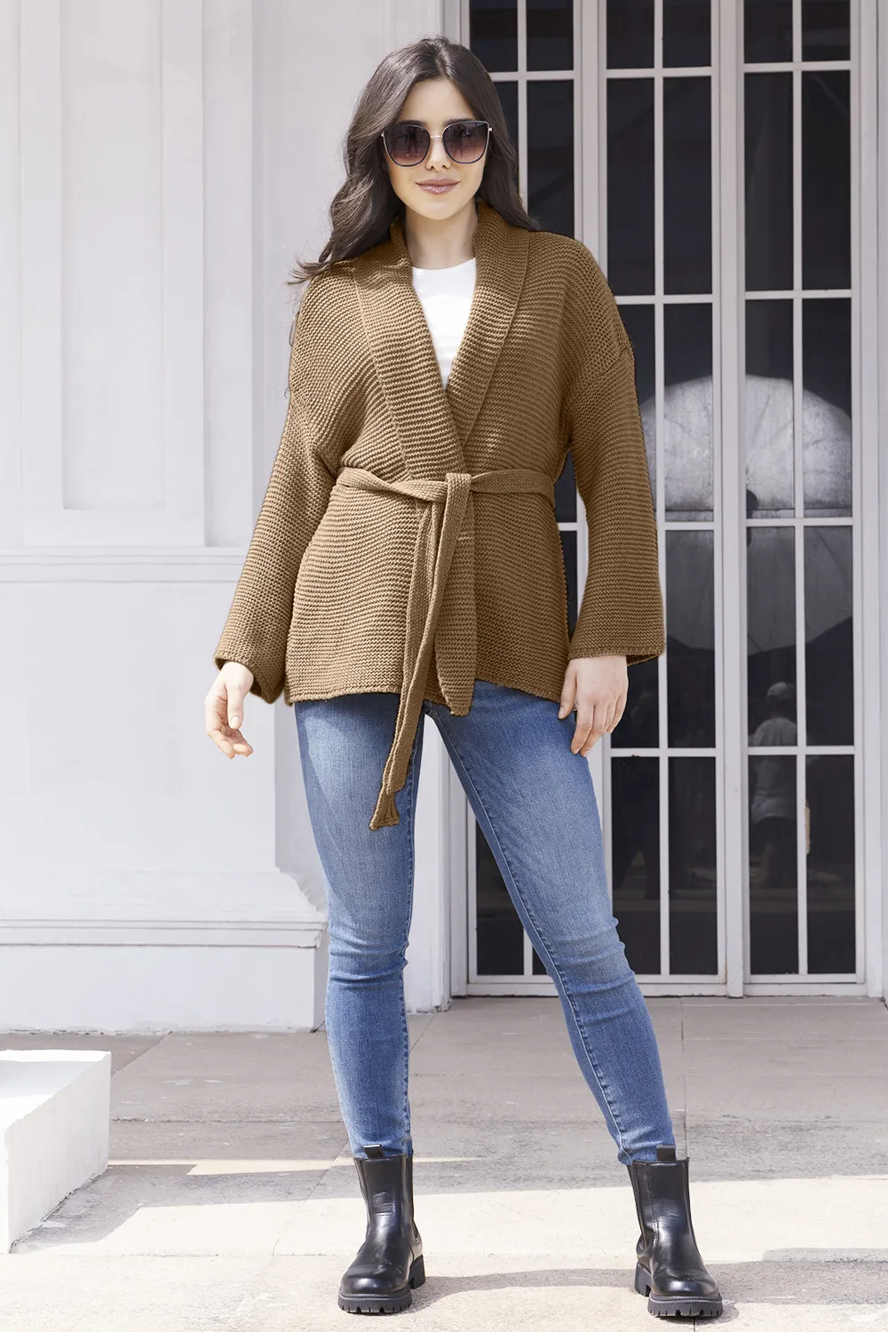 Tied Open Front Long Sleeve Cardigan, image 5
