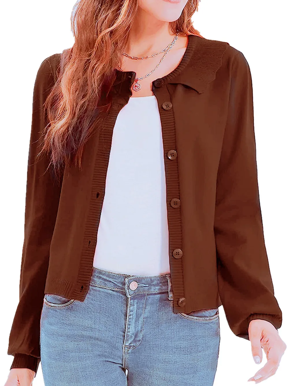 Collared Long Sleeve Button Down Cardigan, image 10