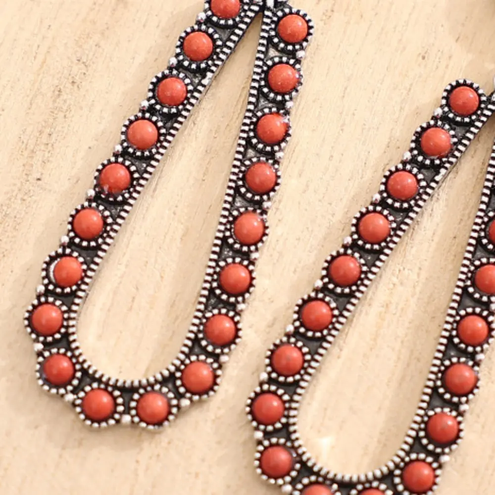 Alloy Beaded Teardrop Earrings, image 2