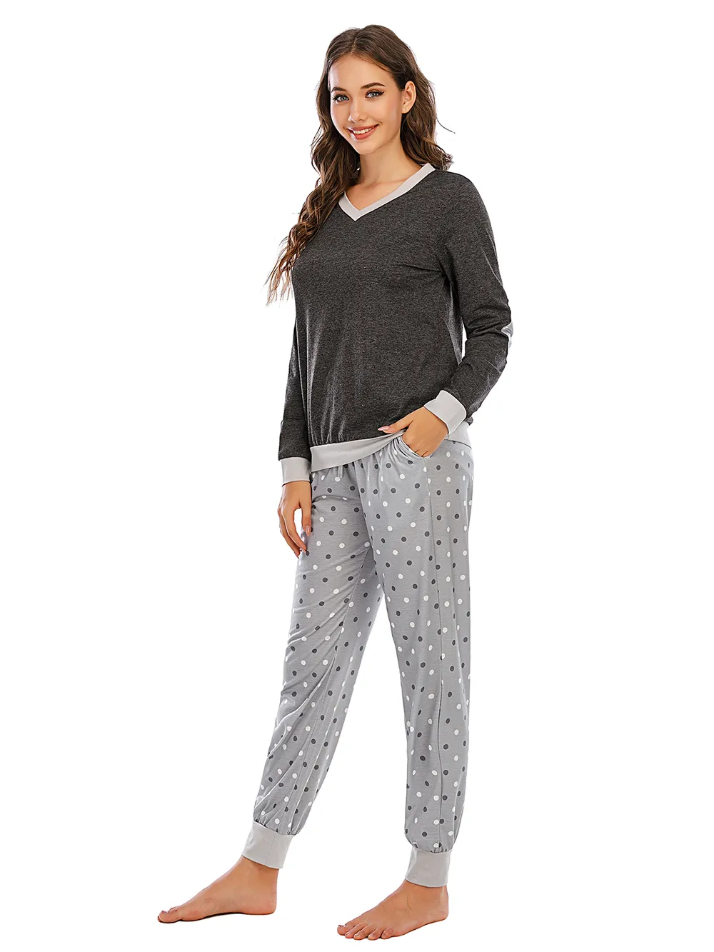 Long Sleeve Top and Polka Dot Pants Set, image 3