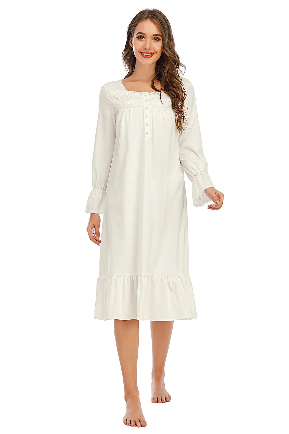 Flounce Sleeve Ruffle Hem Night Dress, image 2