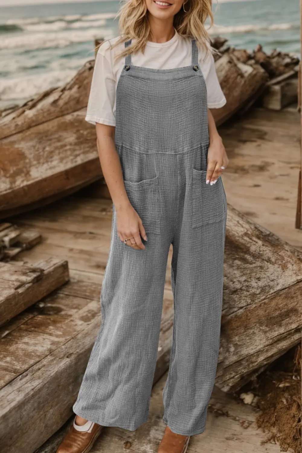Full Size Wide Leg Front Pocket Jumpsuit, image 8