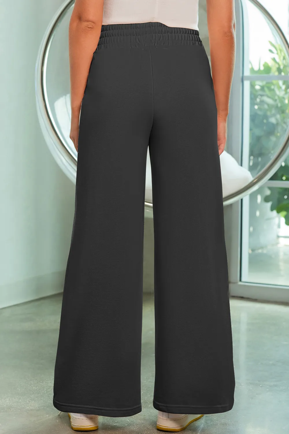 Drawstring Wide Leg Pants with Pockets, image 12