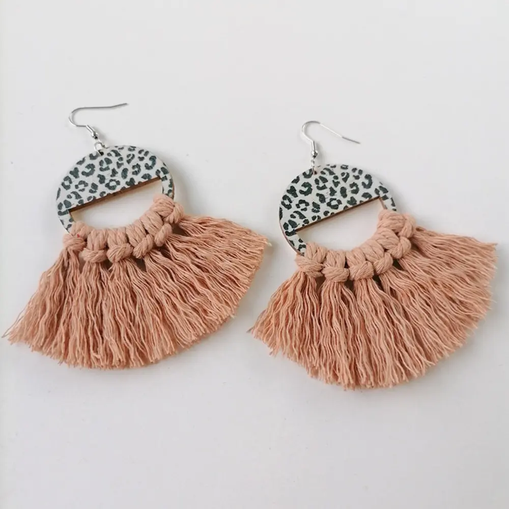 Tassel Detail Leopard Drop Earrings, image 7