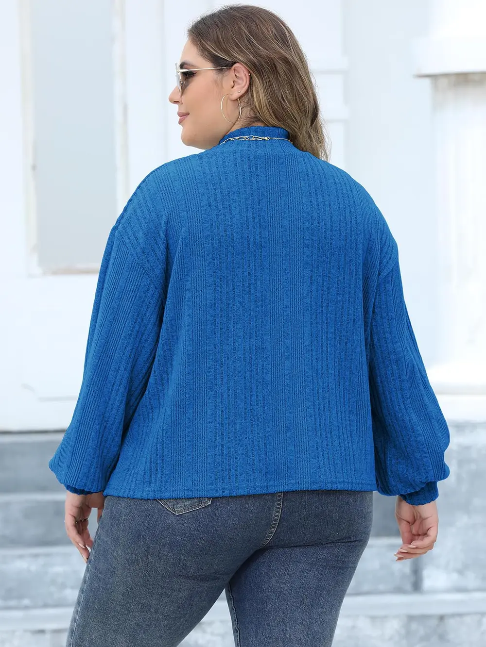 Plus Size Mock Neck Long Sleeve Knit Top, image 3