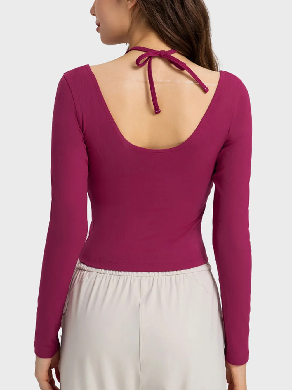 Halter Neck Long Sleeve Sporty Top, image 10