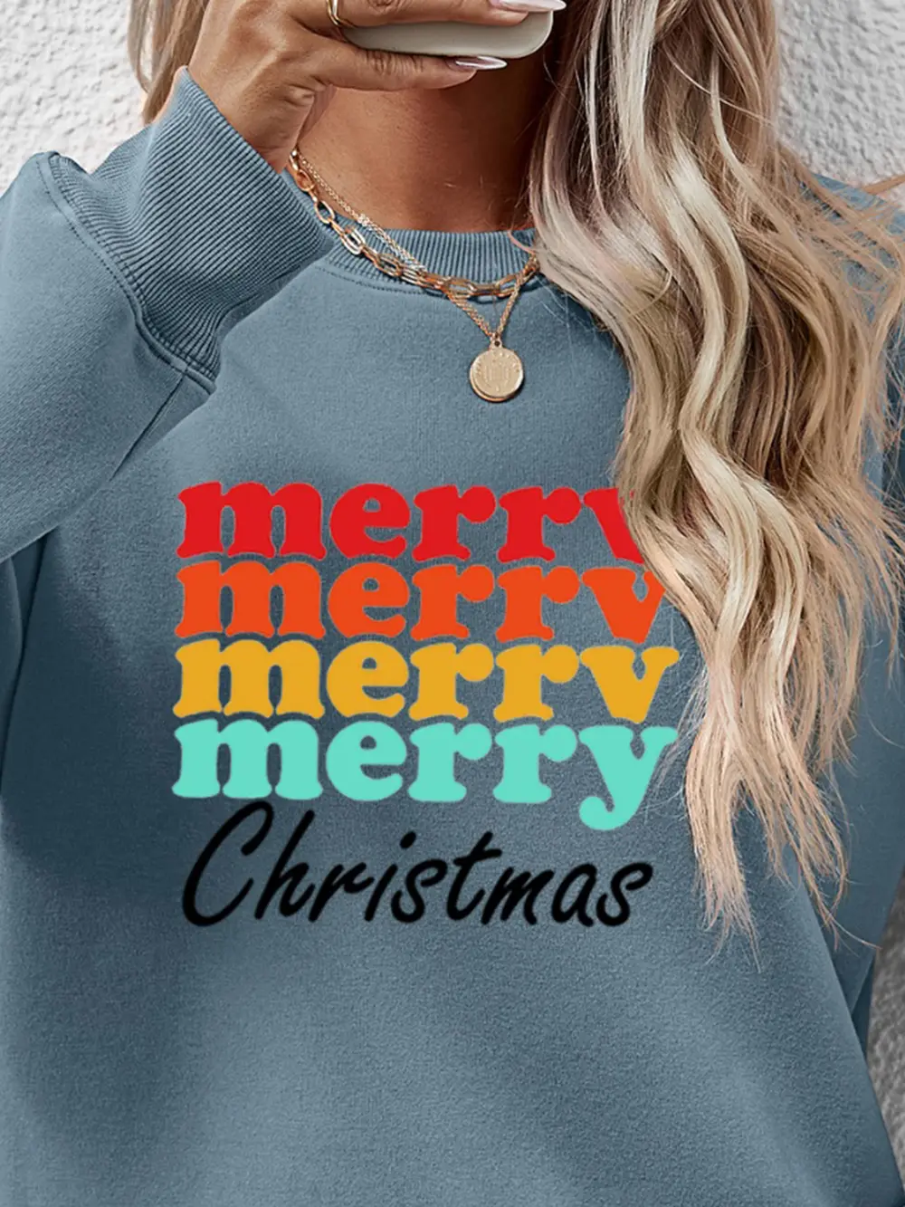 MERRY CHRISTMAS Graphic Long Sleeve Sweatshirt, image 4
